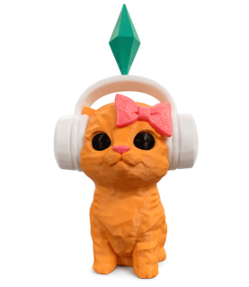 Фігурка Котик-діджей із The Sims у навушниках 3D друк / Sims DJ Cat Figurine 3D Printed