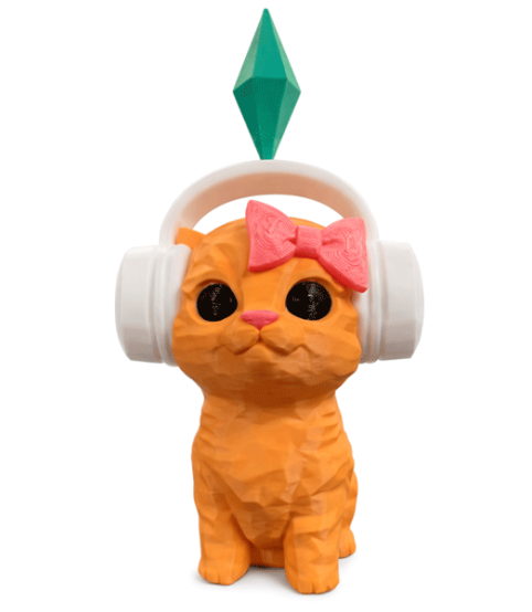 Фігурка Котик-діджей із The Sims у навушниках 3D друк / Sims DJ Cat Figurine 3D Printed