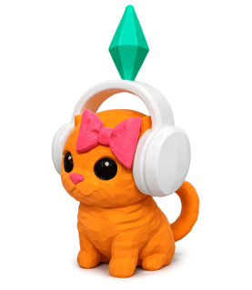 Фігурка Котик-діджей із The Sims у навушниках 3D друк / Sims DJ Cat Figurine 3D Printed