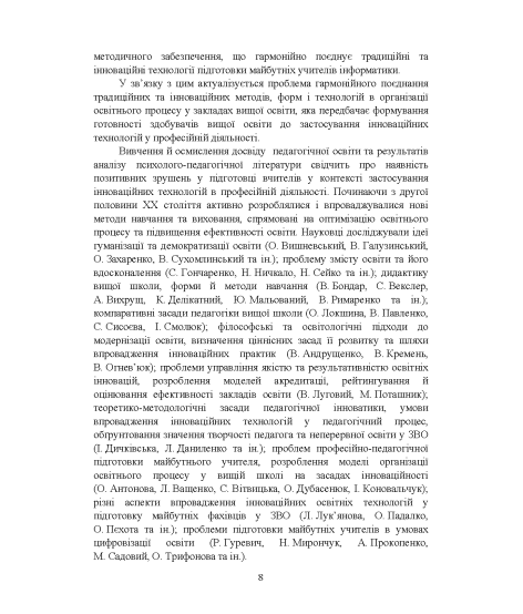 Підготовка майбутніх учителів інформатики до застосування інноваційних технологій у професійній діяльності : теоретико-методологічний аспект : монографія